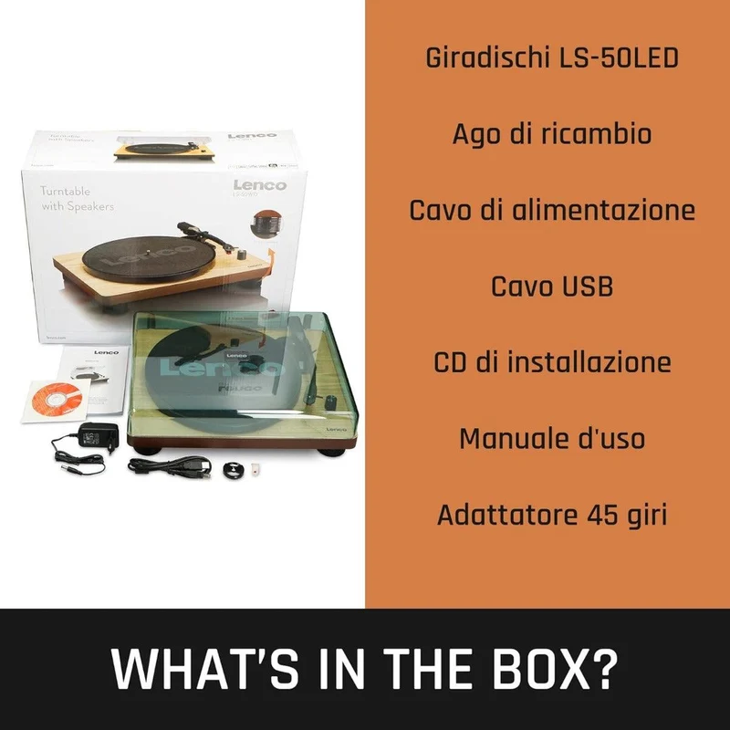 Lenco LS-50 OLED Giradischi Diffusori stereo incorporati, USB, Effetto luci variabili del piatto