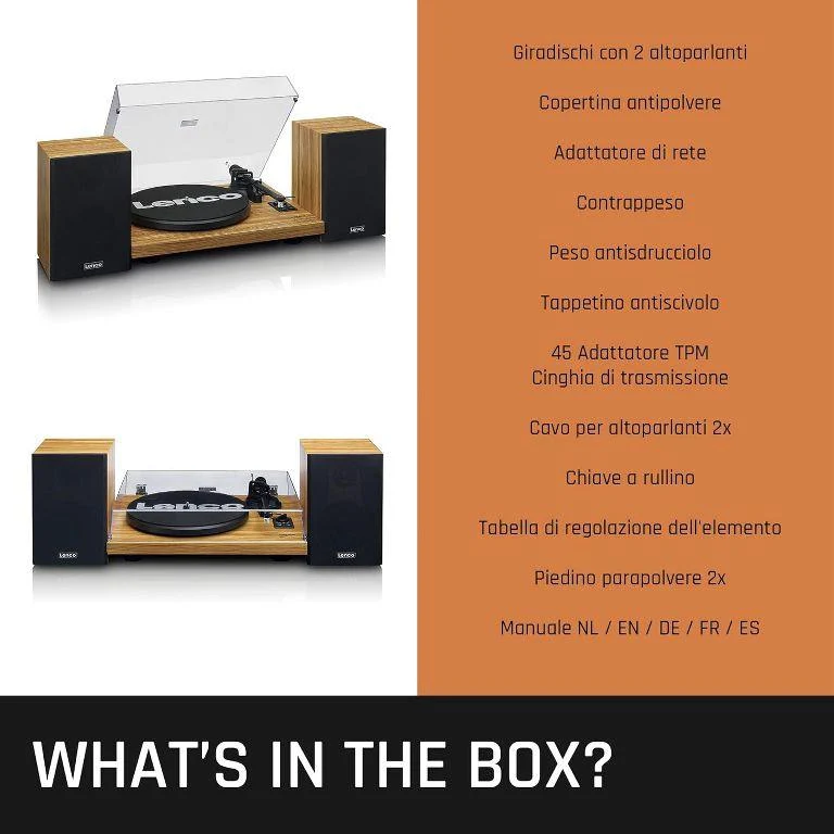 Lenco LS-500 Giradischi Bluetooth® con due altoparlanti esterni e 2 x 30 watt RMS