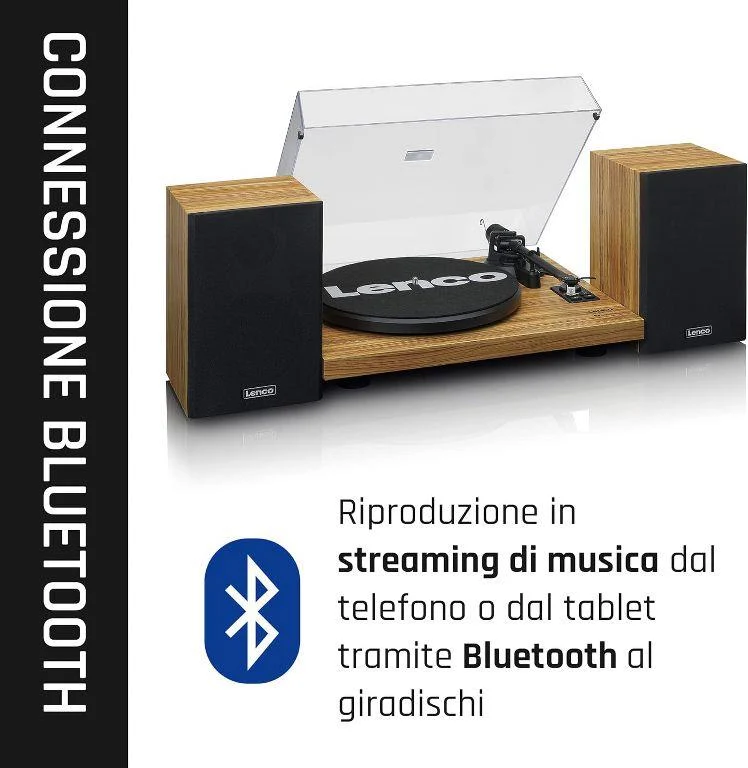 Lenco LS-500 Giradischi Bluetooth® con due altoparlanti esterni e 2 x 30 watt RMS