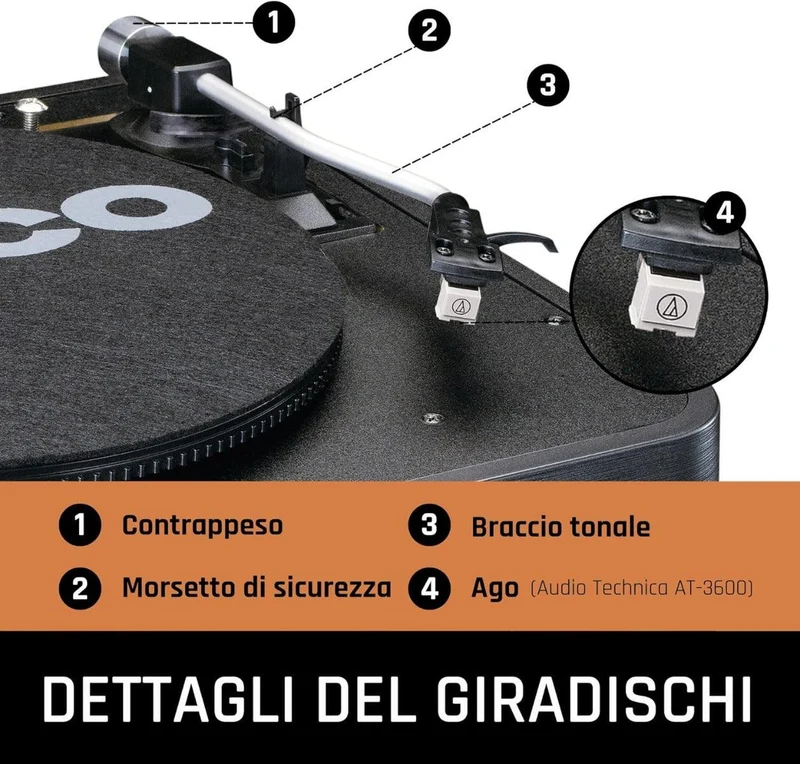 Lenco MC-460 Sistema all-in-one Giradischi con trazione a cinghia, Lettore CD, MP3 Smart internet radio, DAB+,FM Bluetooth 5.0
