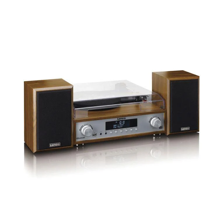 Lenco MC-160WD Sistema all-in-one Giradischi con trazione a cinghia, Radio DAB+,FM Bluetooth 5.0