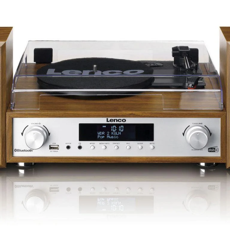 Lenco MC-160WD Sistema all-in-one Giradischi con trazione a cinghia, Radio DAB+,FM Bluetooth 5.0