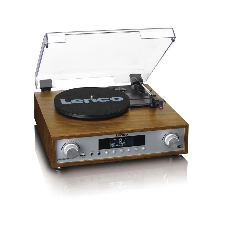 Lenco MC-160WD Sistema all-in-one Giradischi con trazione a cinghia, Radio DAB+,FM Bluetooth 5.0