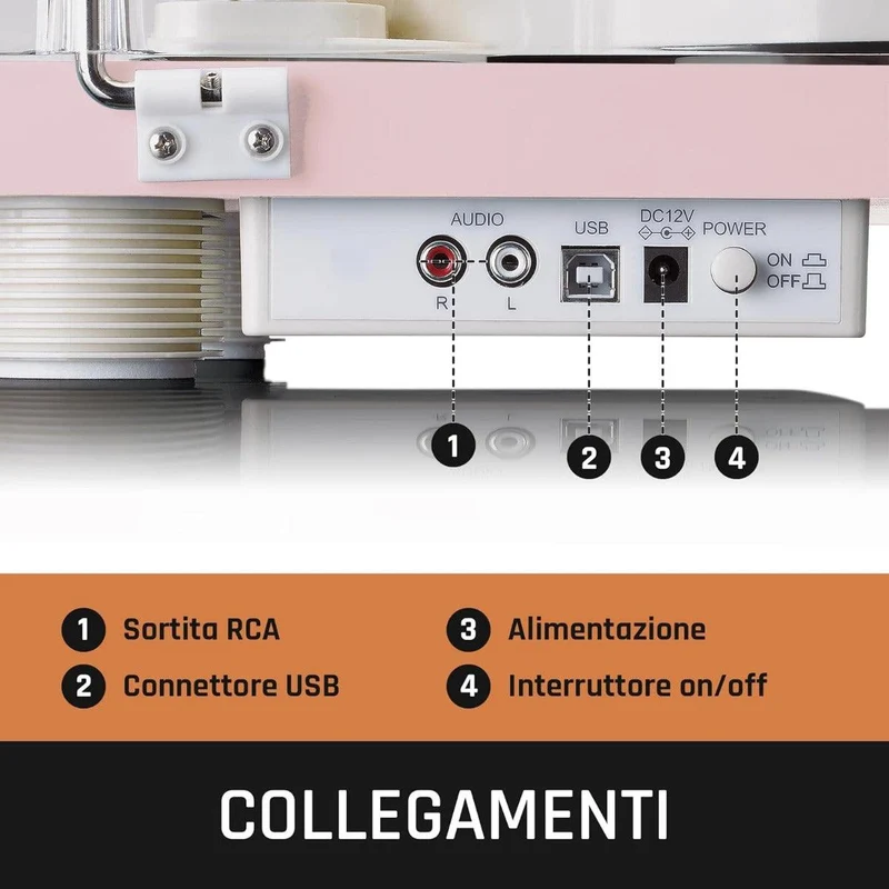 Lenco LS-50 Giradischi con Diffusori stereo incorporati , Uscita USB per PC riproduzione e registrazione