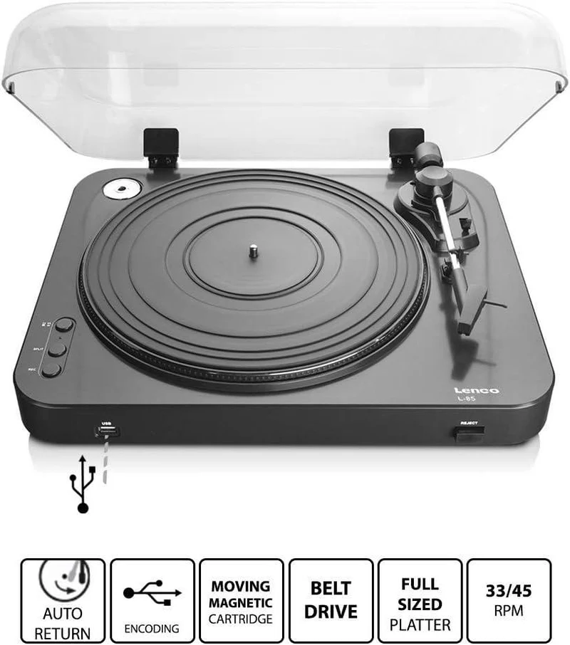 Lenco L-85 Giradischi con convertitore da vinile a USB, Preamplificatore stereo integrato
