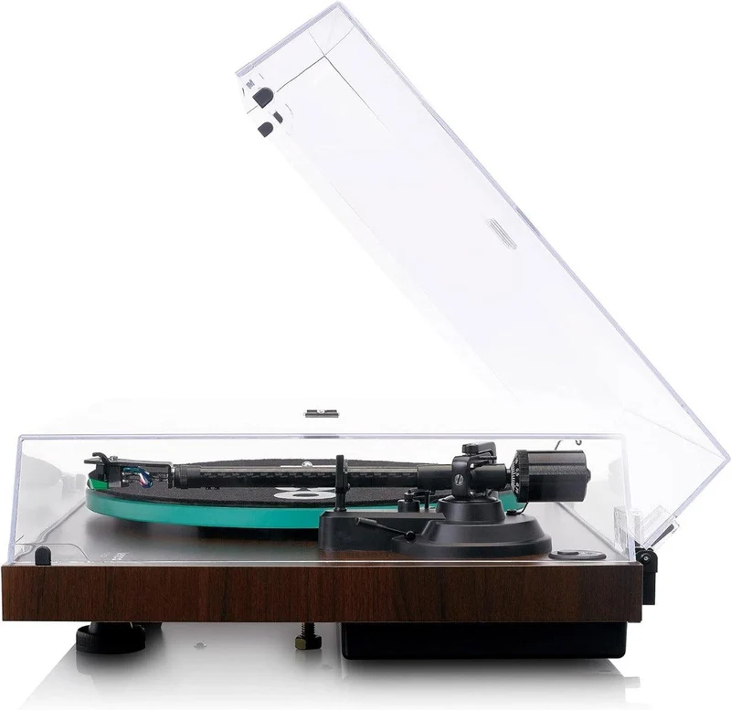 Lenco LBT-225WA Giradischi con Bluetooth 5.3, Piatto in vetro, Testina Audio Technica AT-VM95E