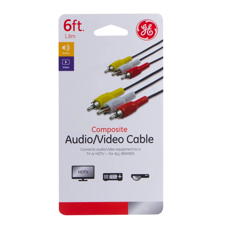 GE Cable de Audio y Video RCA a RCA, 1.8M