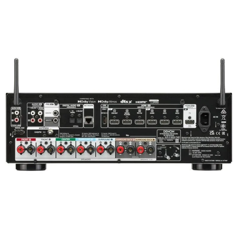 Denon AVR-X1800H DAB sintoamplificatore AV da 7.2 canali, con streaming wireless HEOS®