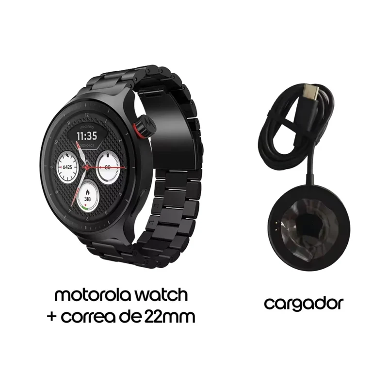 Motorola Smartwatch Moto Watch con Correa de Acero Inoxidable, PG38C08258