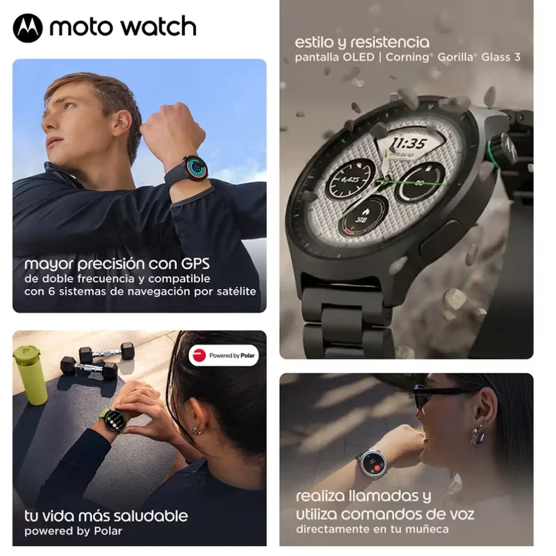 Motorola Smartwatch Moto Watch con Correa de Acero Inoxidable, PG38C08258