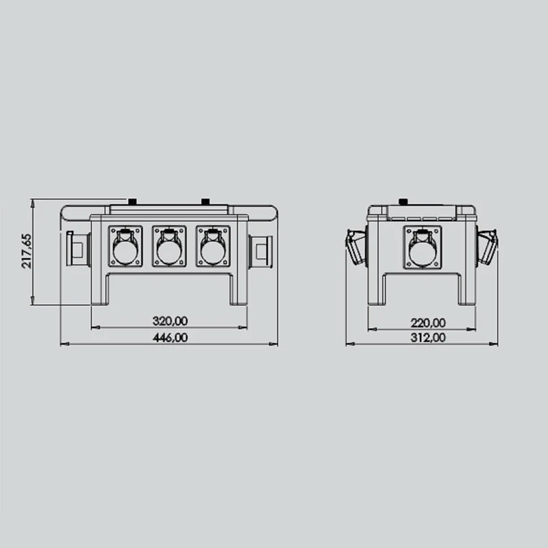 QUADRO CORRENTE POWERBOX TARTARUGA SPINA 32A TRIFASE 6 PRESE CEE 16A MONOFASE SPIE RETE E RILANCIO