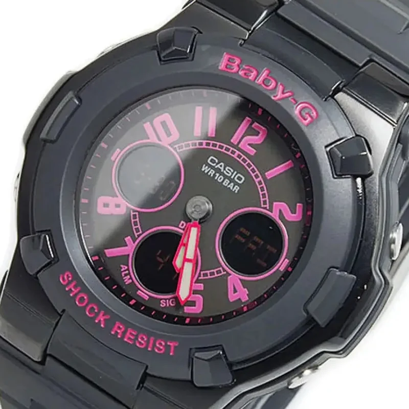 Casio Reloj Análogo y Digital Deportivo Negro/Rosado para Mujer, BGA-117-1B1