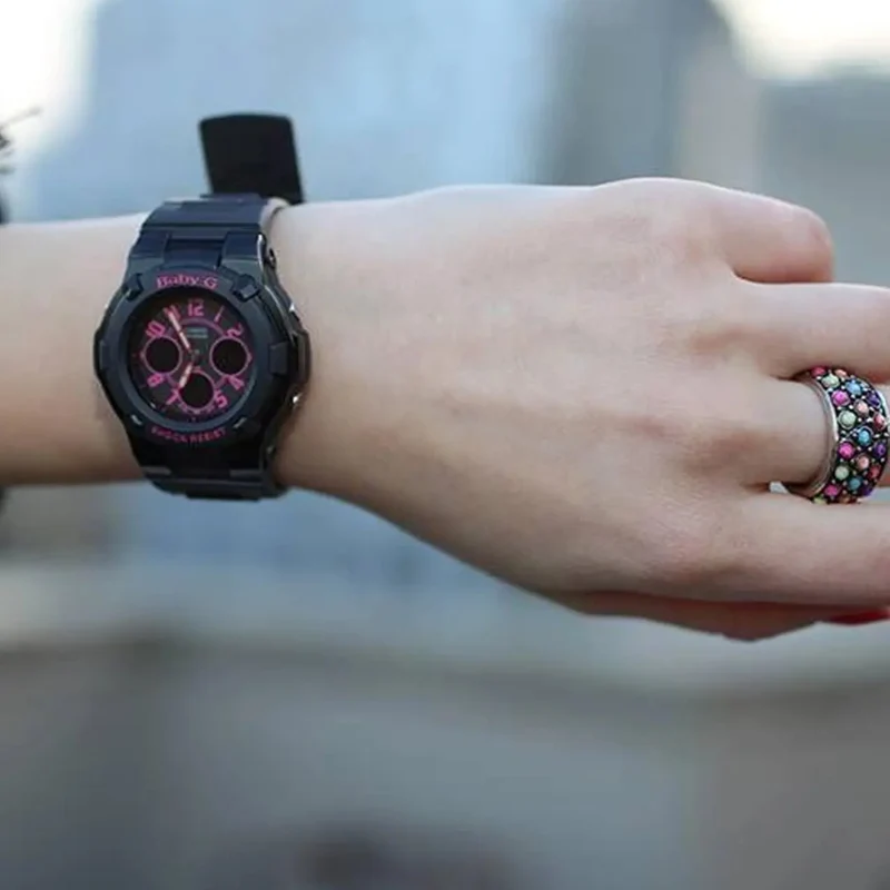 Casio Reloj Análogo y Digital Deportivo Negro/Rosado para Mujer, BGA-117-1B1
