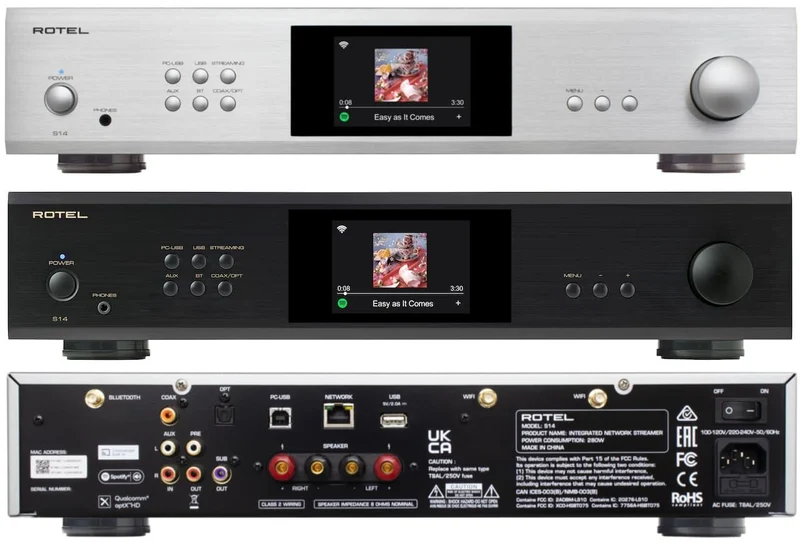 Rotel S-14 Amplificatore integrato e Streamer di rete all-in-one 160W, Bluetooth aptX HD