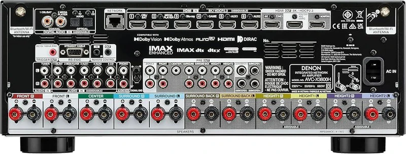 Denon AVC-X3800H Sintoamplificatore AV 8K Da 9.4 Canali, Dolby Atmos, HDMI 2.1