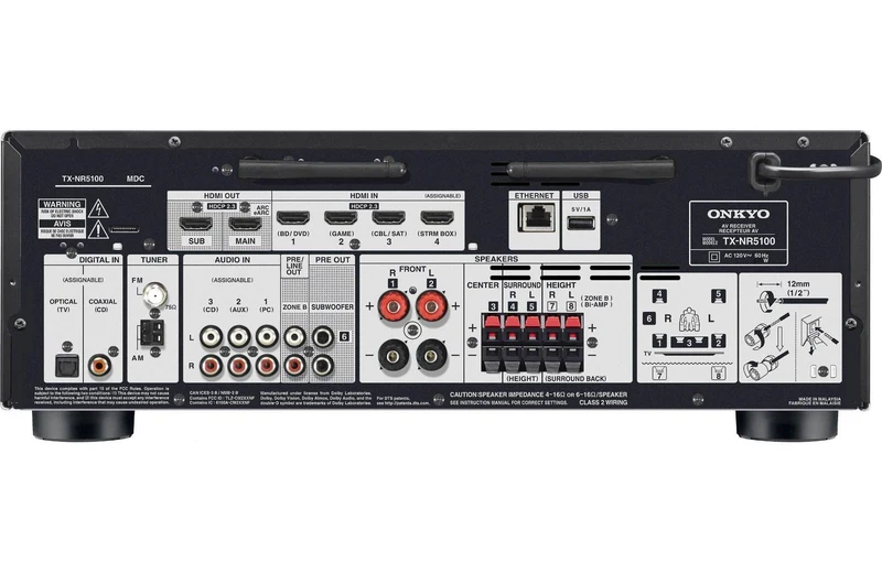 Onkyo TX-NR5100 Sintoamplificatore AV 7.2 canali Servizi streaming integrati, DTS Play-Fi