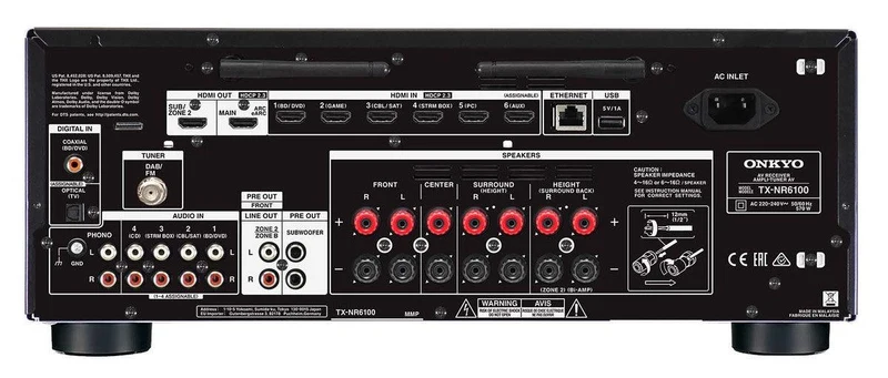 Onkyo TX-NR6100 Sintoamplificatore AV 7.2 canali certificato THX Select Servizi streaming integrati
