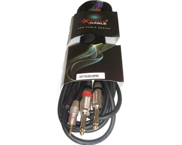 EXTREME 1MJS2J5PRO MINI JACK STEREO 1/8" 3.5mm 2 JACK 6.3mm CAVO AUDIO DI SEGNALE SCHERMATO 5mt.