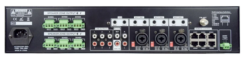 GLEMM PAA 720MBZX Amplificatore a matrice 100V 8-16Ohm 6 zone da 120W, Bluetooth 5.0
