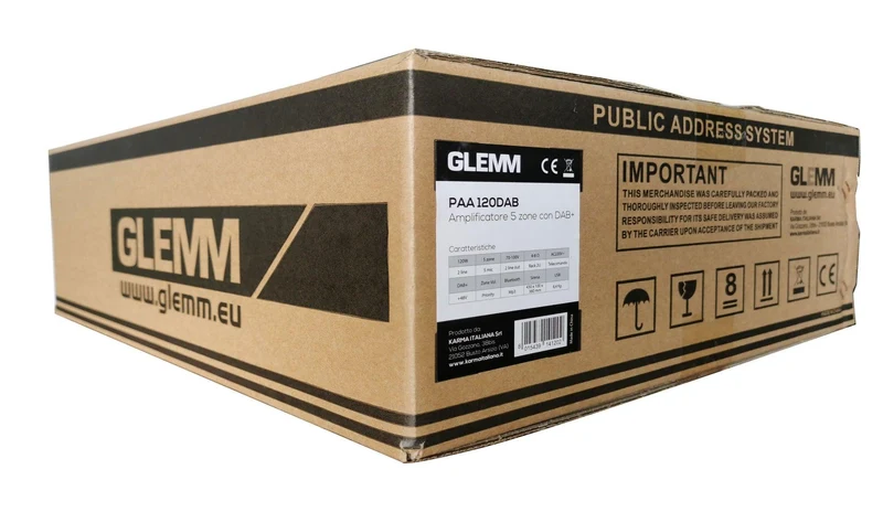 GLEMM PAA 120DAB Amplificatore professionale 100V a 5 zone con modulo DAB+ integrato, lettore MP3, bluetooth