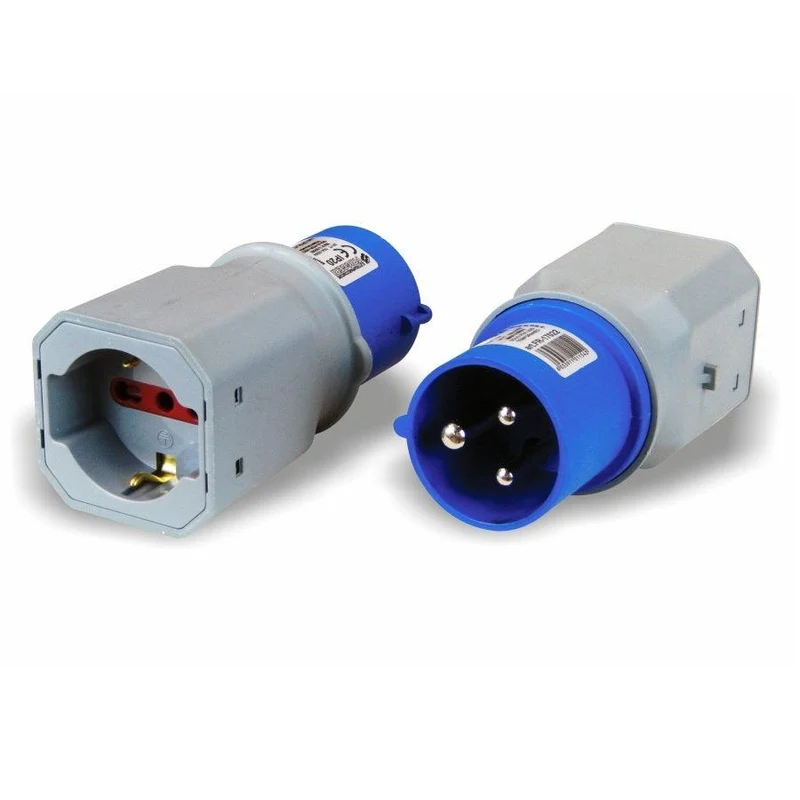 ADATTATORE CORRENTE DA SPINA CEE IP20 16A 2P+T 3POLI A PRESA FEMMINA SCHUKO E 10A/16A BIPASSO