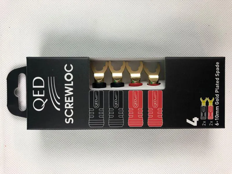 QED Screwloc ABS DUO FORCELLE connettori a vite a forcella 4mm 2rosso+2nero (4PZS)