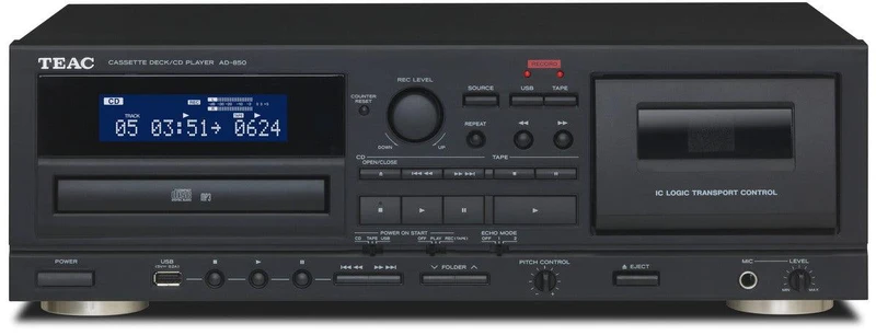 TEAC AD-850 lettore CD-Player hifi e Cassette Deck (registra cassette su CD), BLACK