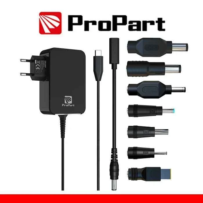 Alimentatore Propart GaN Type C 90W + 7 Connettori DC nero