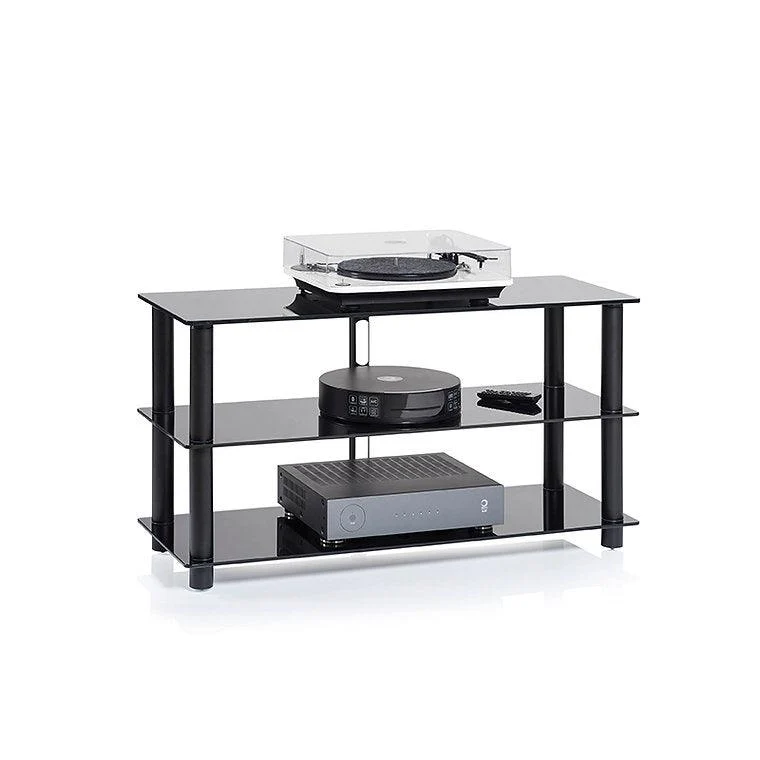 Norstone EPUR 3 Mobile Hifi e AV per elettroniche in acciaio spazzolato, vetro temperato