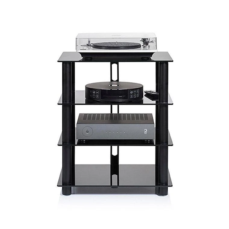 Norstone EPUR4 Mobile Hifi e AV 4 Struttura in acciaio spazzolato. Ripiani in vetro temperato