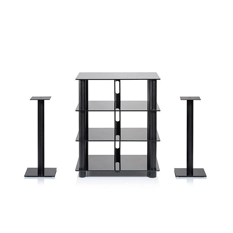 Norstone EPUR4 Mobile Hifi e AV 4 Struttura in acciaio spazzolato. Ripiani in vetro temperato