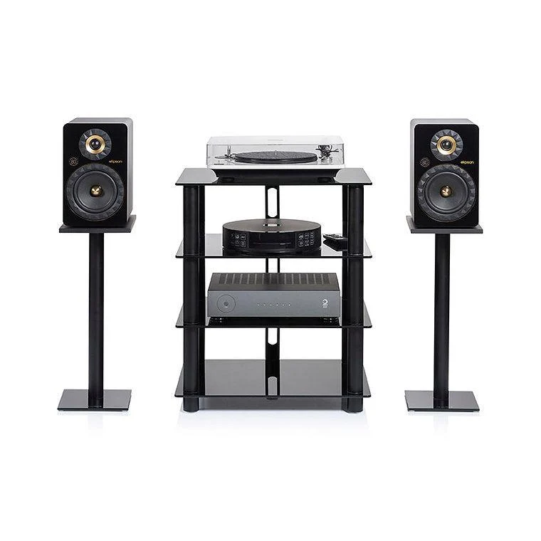 Norstone EPUR4 Mobile Hifi e AV 4 Struttura in acciaio spazzolato. Ripiani in vetro temperato