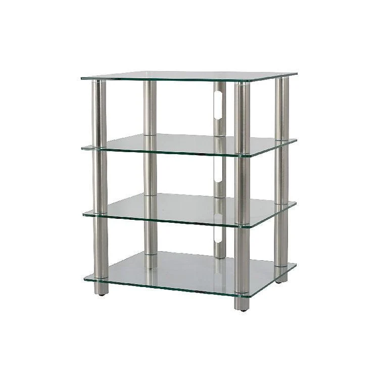 Norstone EPUR4 Mobile Hifi e AV 4 Struttura in acciaio spazzolato. Ripiani in vetro temperato