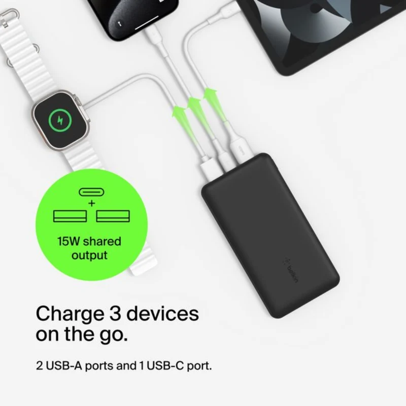Belkin Power Bank Batería Externa Alámbrica 10,000mAh, BPB011btBK-RF