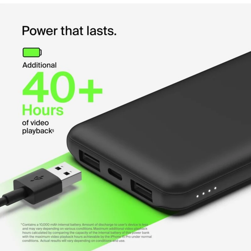 Belkin Power Bank Batería Externa Alámbrica 10,000mAh, BPB011btBK-RF