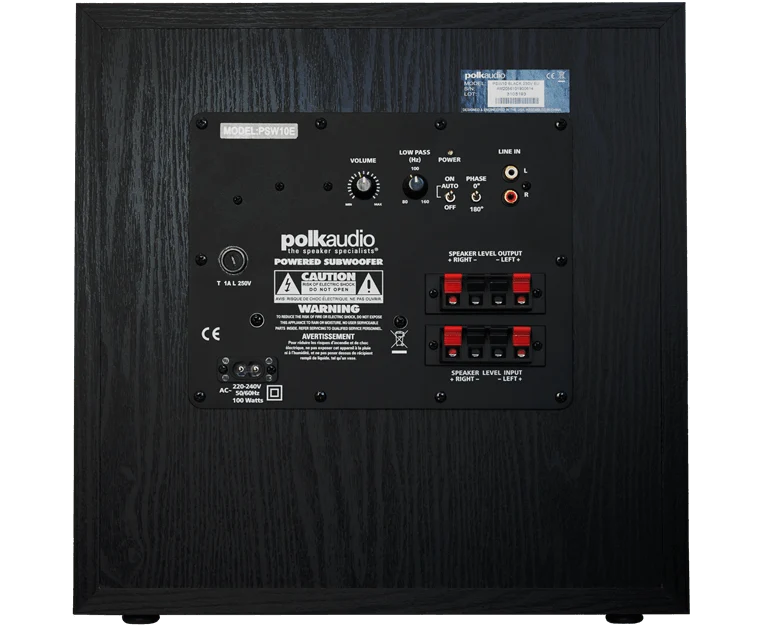 Polk Audio PSW10E Subwoofer Attivo, Woofer frontale da 10” (25cm) con tecnologia Dynamic Balance 100W