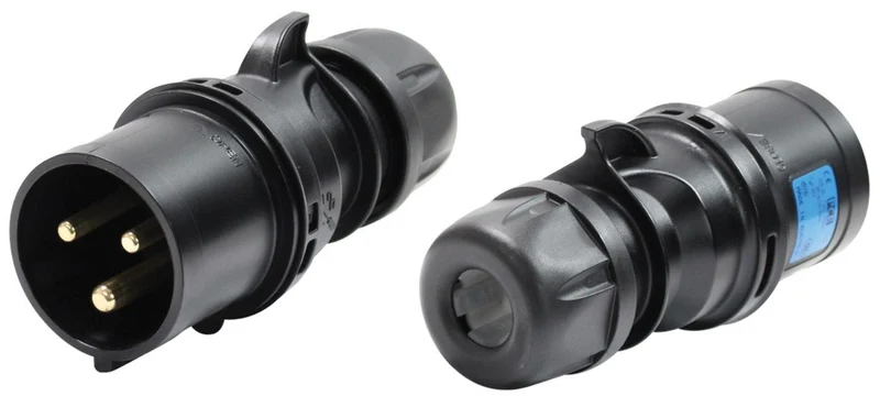 PROLUNGA CORRENTE 5 METRI CEE 32A 1PH+N+E IP44 3POLI 230V 7000W CAVO NEOPRENE/H07RN-F 3X6MM2 SPINA-PRESA MASCHIO-FEMMINA NERE