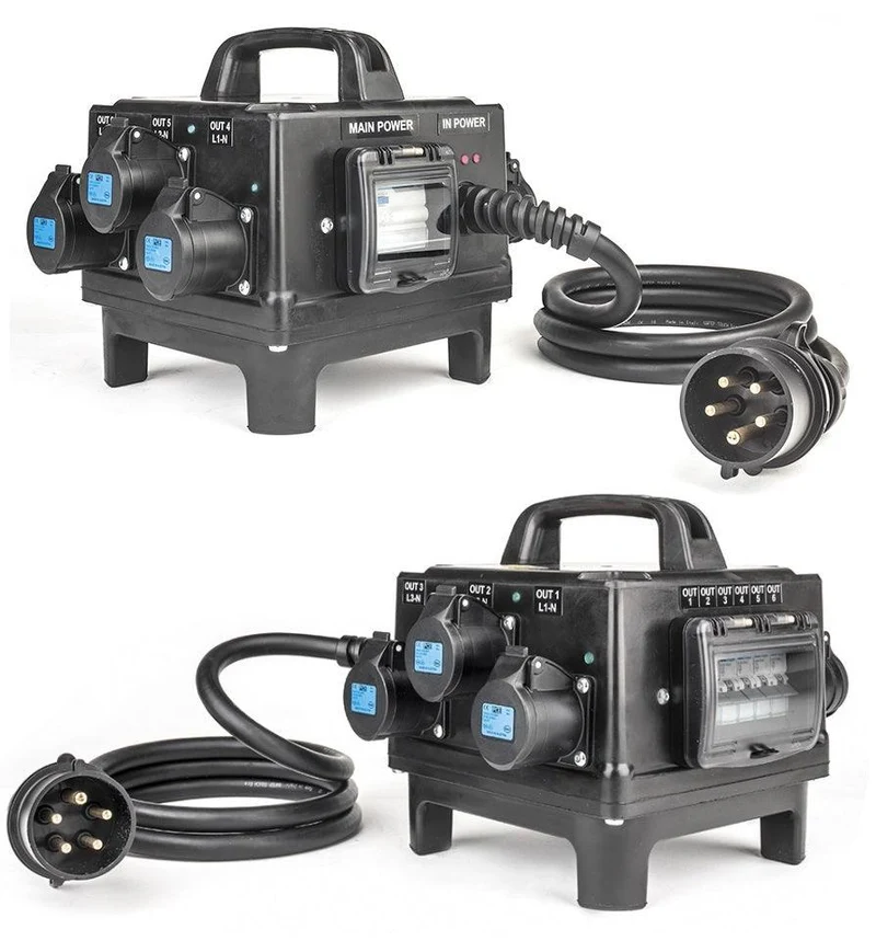 POWERBOX TARTARUGA QUALITA' GOMMA BUTILICA VULCANIZZATA SPINA 32A 5P 6 PRESE CEE 16A 3P SPIE RETE DOPPIA PROTEZIONE RCCB 40A + 6 MCB