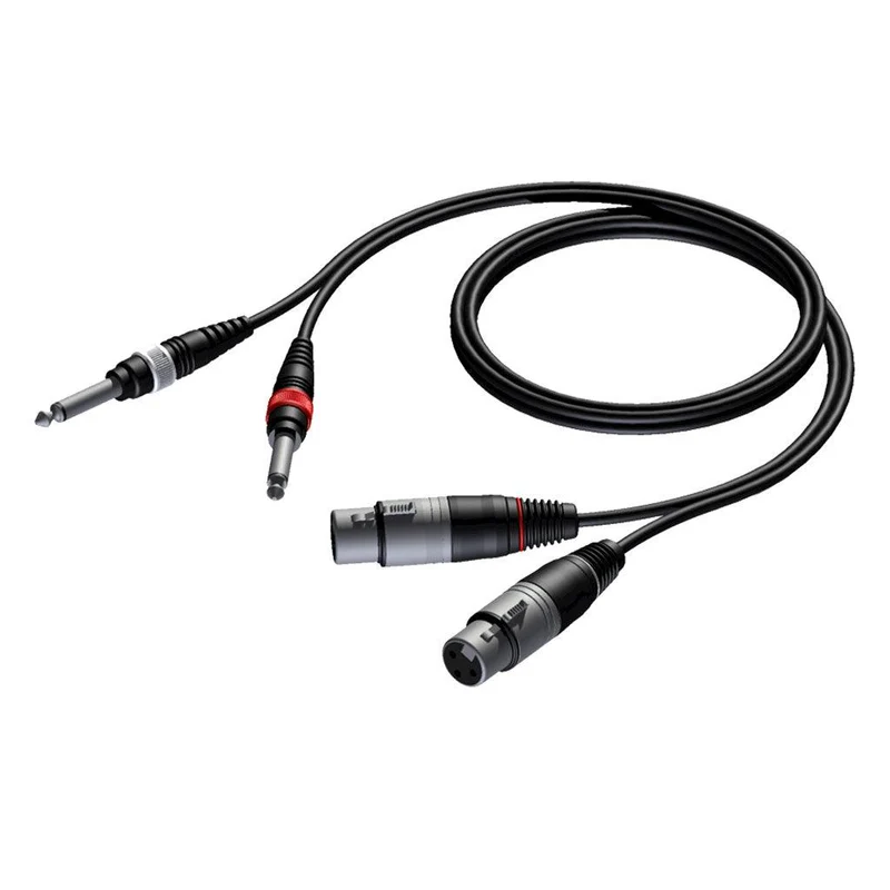 PROCAB CAB 707-1-5 Cavo audio 1,5mt 2x XLR femmina/ 2 JACK 6,3mm mono