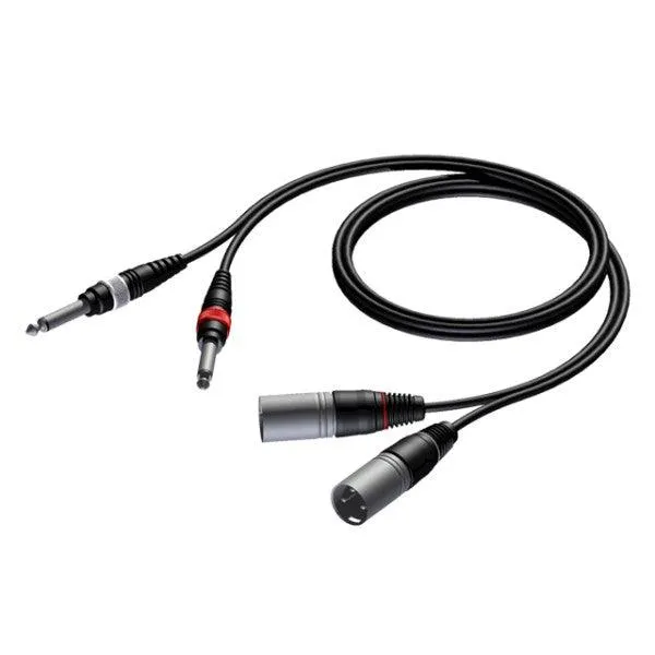 PROCAB CAB 708-1-5 Cavo audio 1,5mt 2x XLR maschio/ 2 JACK 6,3mm mono