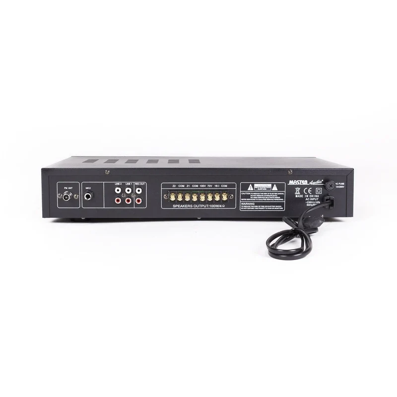 Master Audio MD1200 Amplificatore PA a 100V amplimixer 2 zone 100W con lettore MP3