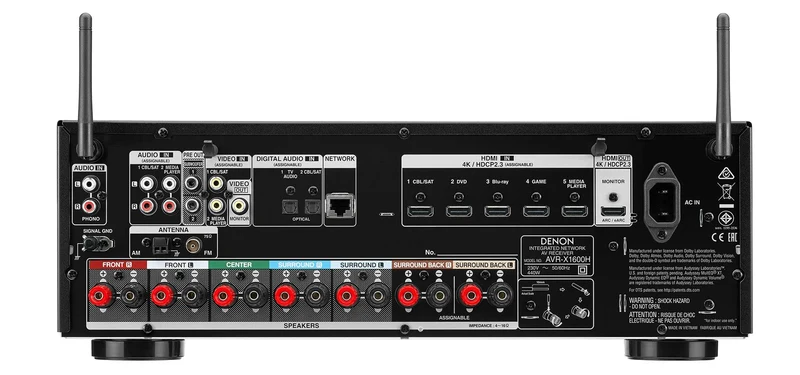 Denon AVR-X1600H DAB sintoamplificatore HOME CINEMA 7.2 canali 4K Ultra HD con Audio 3D e HEOS Built-in®