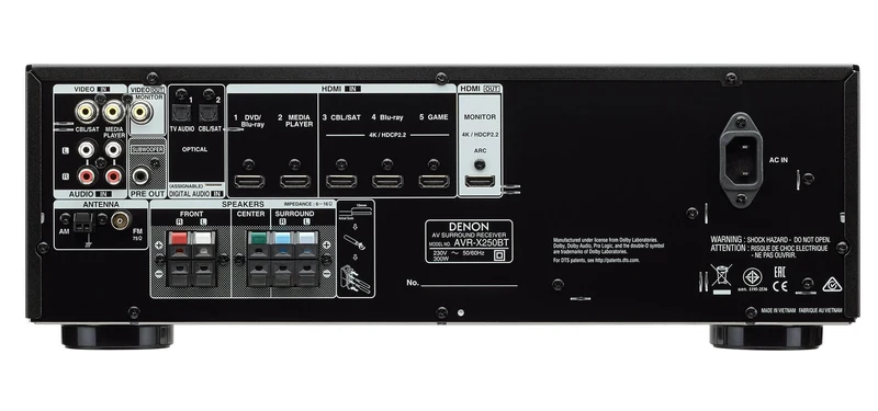 Denon AVR-X250BT sintoamplificatore 5.1 canali 130W Full 4K Ultra HD Bluetooth HDR