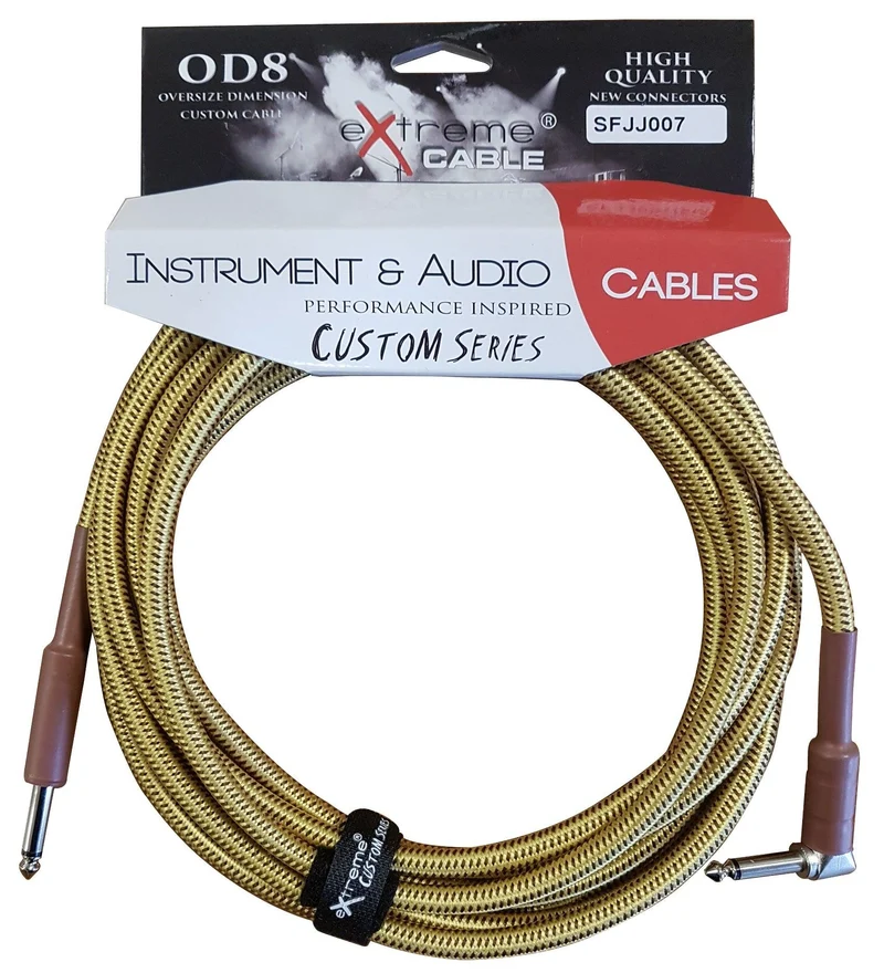 EXTREME SFJJ007/3M CAVO AUDIO JACK DRITTO-ANGOLO COTONATO BEIGE OD8 SERIE CUSTOM PER STRUMENTI LIVE STUDIO 3 METRI