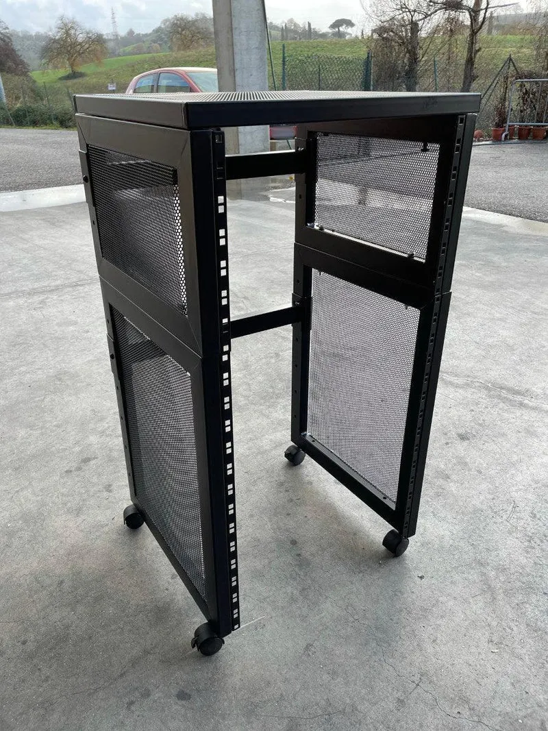 EXTREME ST10BS CARRELLO ARMADIO PORTARACK 24U DOPPIA INCLINAZIONE UNITA' RACK CON 4 RUOTE MODULARE 3 PEZZI