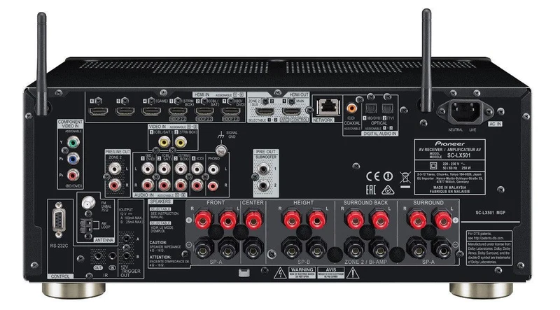 Pioneer SC-LX501-B Amplificatore Ricevitore multicanale da 7.2 Upscaling/Pass Through UltraHD 4K, Dolby Atmos, DTS:X