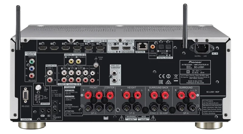Pioneer SC-LX501-S Amplificatore Ricevitore multicanale da 7.2 Upscaling/Pass Through UltraHD 4K, Dolby Atmos, DTS:X