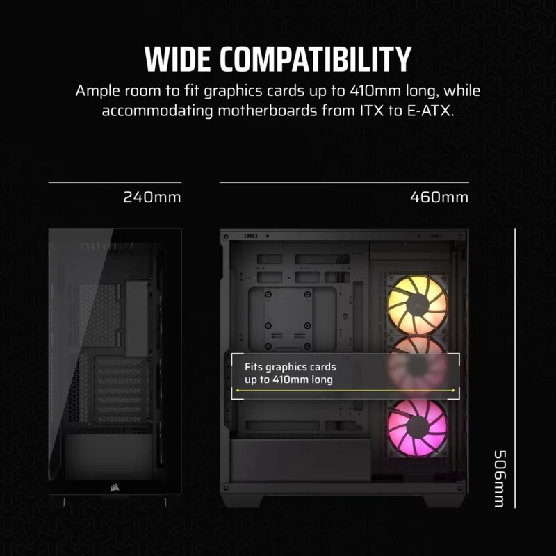 Corsair Case para PC Semitorre con 3 Ventiladores, 3500X ARGB