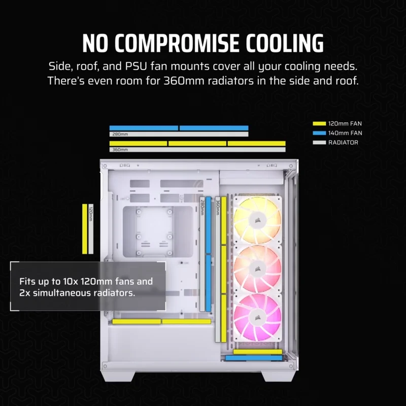 Corsair Case para PC Semitorre con 3 Ventiladores, 3500X ARGB