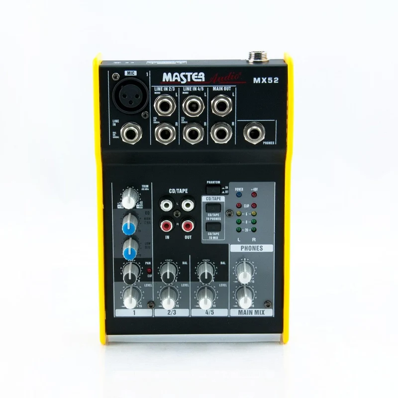 Master Audio MX52 Mixer compatto a 5 canali, 1 mono e 4 stereo, alimentazione +48v